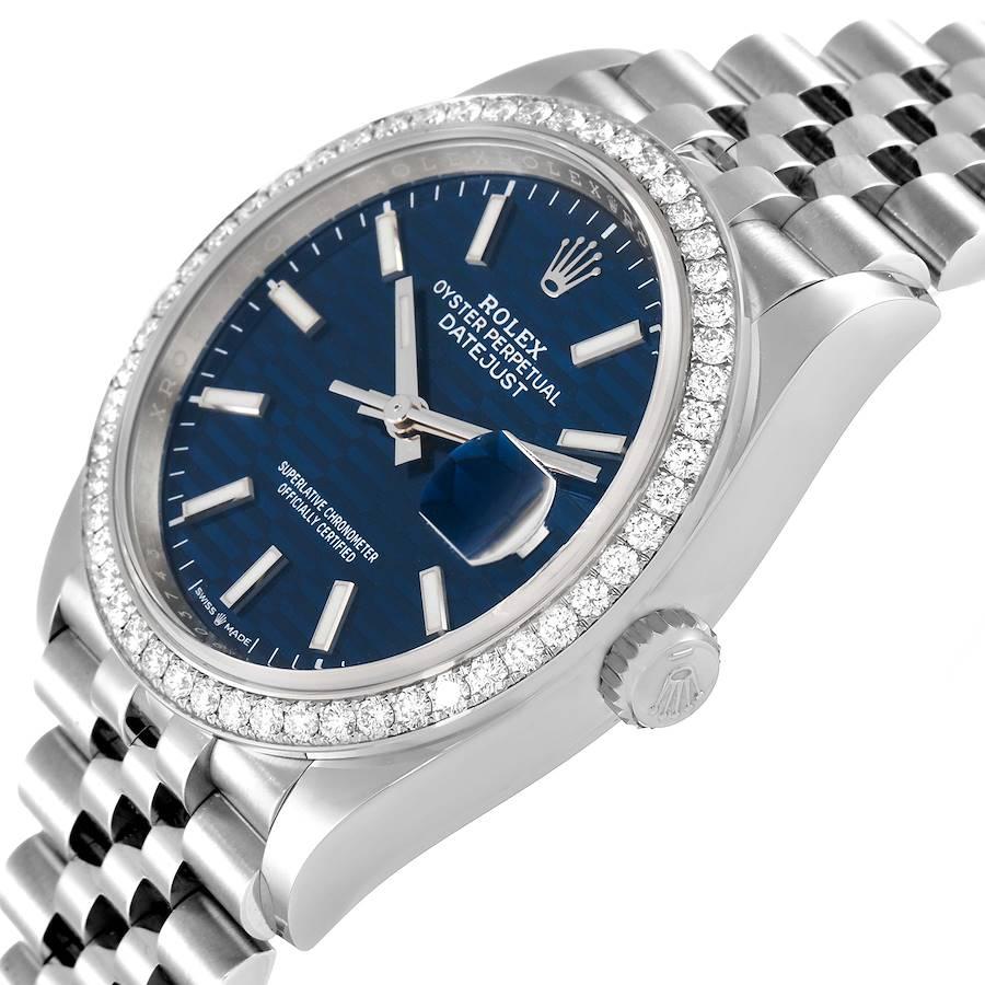 Men's Rolex Datejust Steel Bright Blue Dial Diamond Mens Watch 126284 Unworn