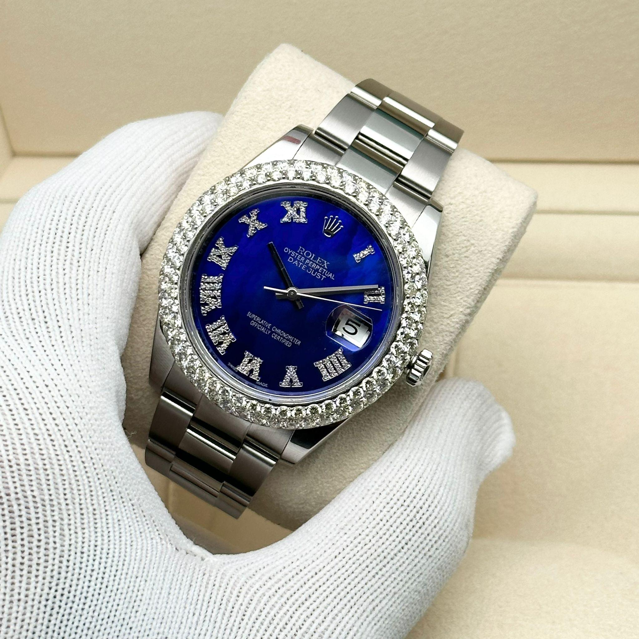 Aftermarket Diamond Bezel and Dial weight total of 4.75 CT. The original box is included. No papers.

* Free Shipping within the USA
* Two-year warranty coverage
* 14-day return policy with a full refund. 
* Kindly be aware that international buyers