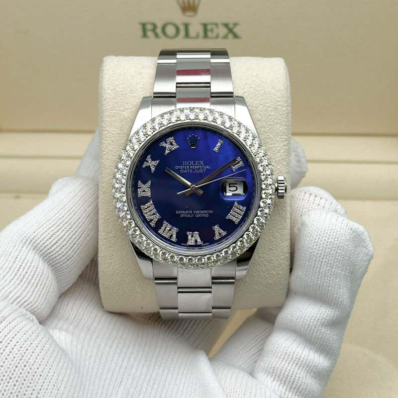 Rolex Datejust 41 126300 Custom Diamonds 20 Carat Steel Automatic Men ...