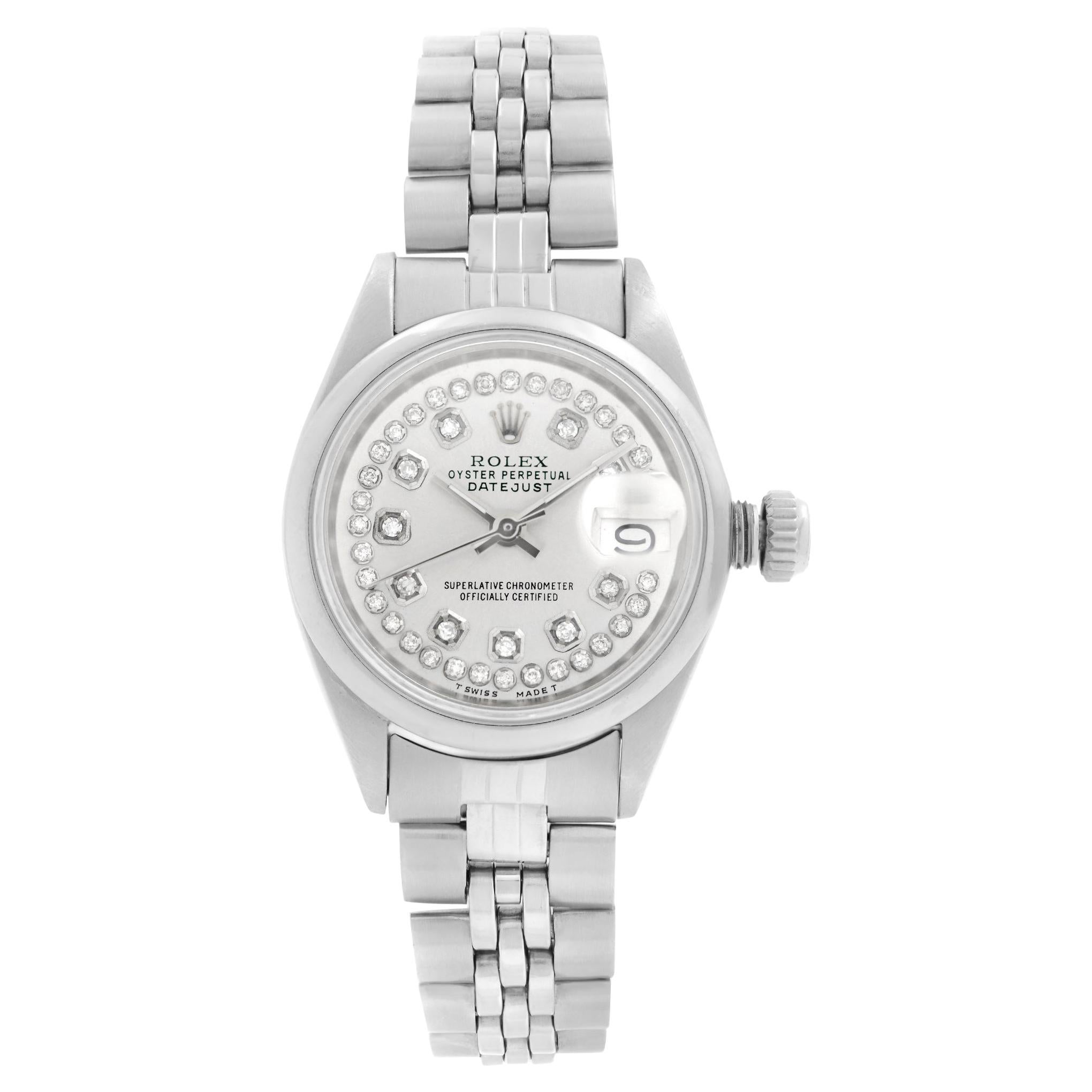 Rolex Datejust Steel Custom Diamond Silver Dial Automatic Ladies Watch 6916