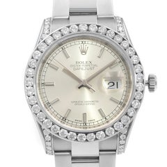 Rolex Datejust Steel Custom Diamonds 4.64cttw Silver Dial Automatic Watch 116234