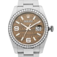 Rolex Datejust Steel Diamond Bronze Wave Dial Automatic Unisex Watch 116244