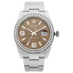 Rolex Datejust Steel Diamond Bronze Wave Dial Automatic Unisex Watch 116244