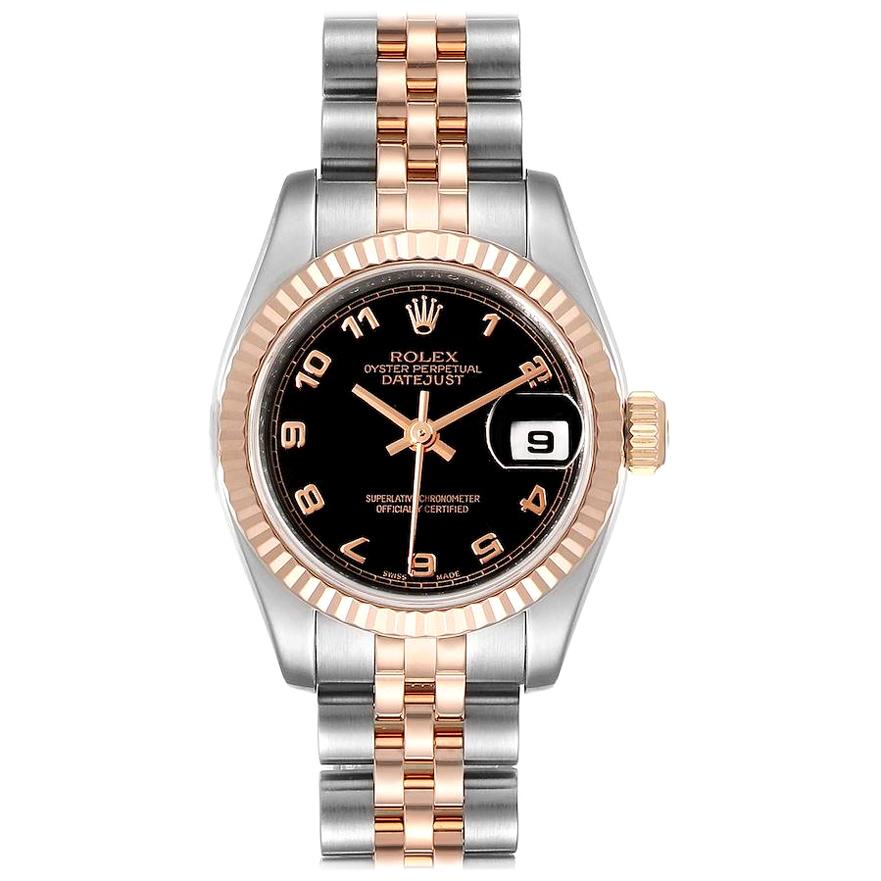 Rolex Datejust Steel Everose Gold Arabic Numerals Ladies Watch 179171 For Sale
