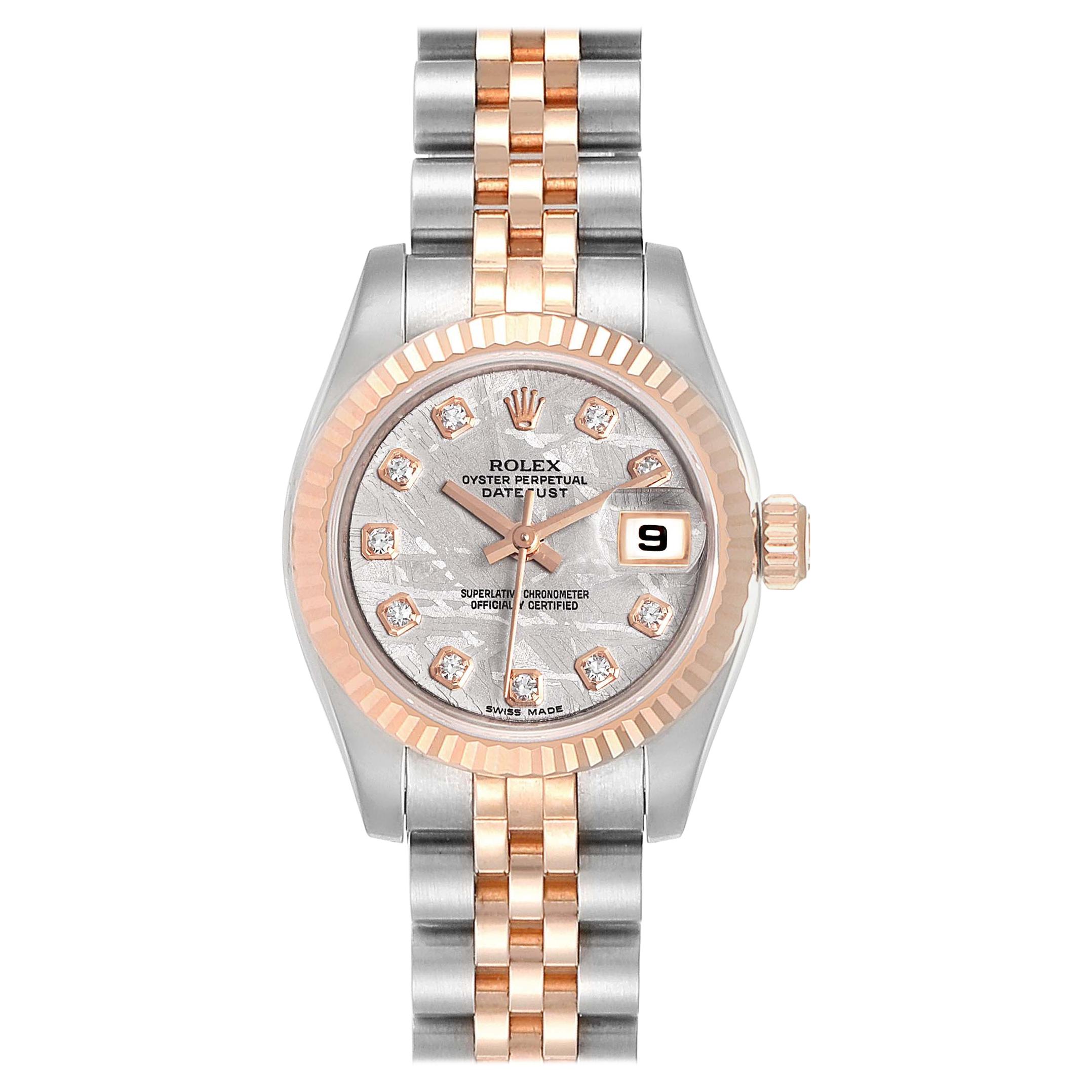Rolex Datejust Steel EveRose Gold Meteorite Diamond Ladies Watch 179171 For Sale