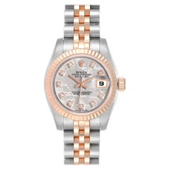 Rolex Datejust Steel EveRose Gold Meteorite Diamond Ladies Watch 179171