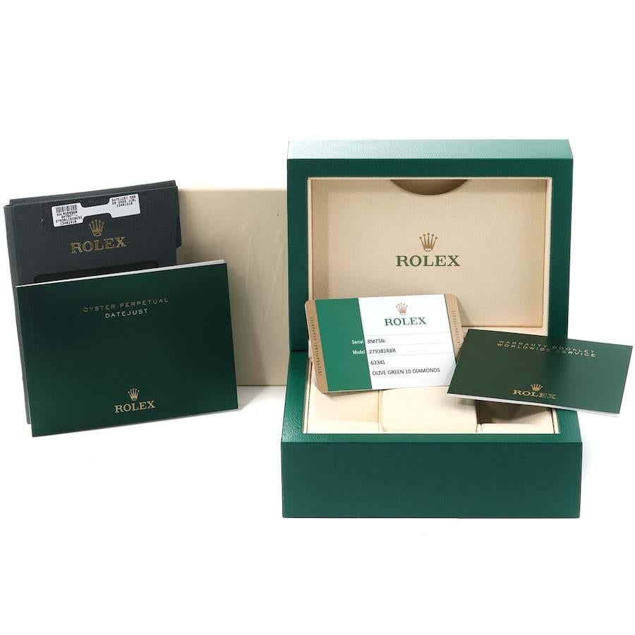 Rolex Datejust Steel Everose Gold Mint Green Dial Ladies Watch 279381 Box Card 5
