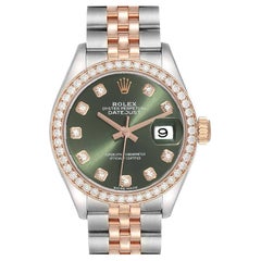 Rolex Datejust Steel Everose Gold Mint Green Dial Ladies Watch 279381 Box Card