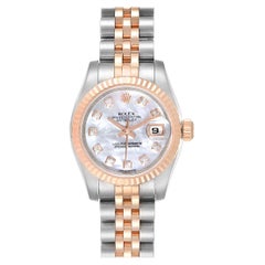 Rolex Datejust Steel EveRose Gold Mother of Pearl Diamond Ladies Watch 179171