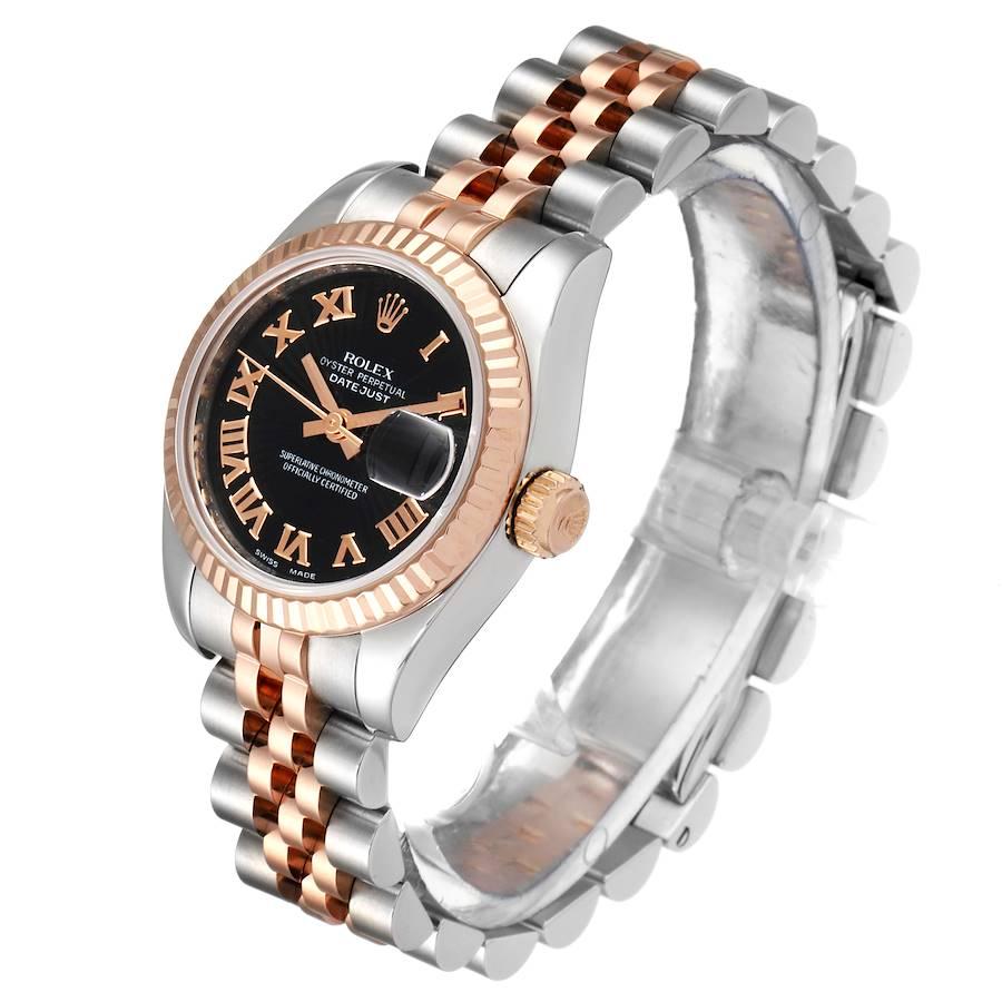 Women's Rolex Datejust Steel Everose Gold Roman Numerals Ladies Watch 179171 For Sale