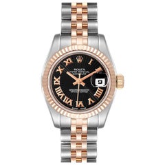 Rolex Datejust Steel Everose Gold Roman Numerals Ladies Watch 179171