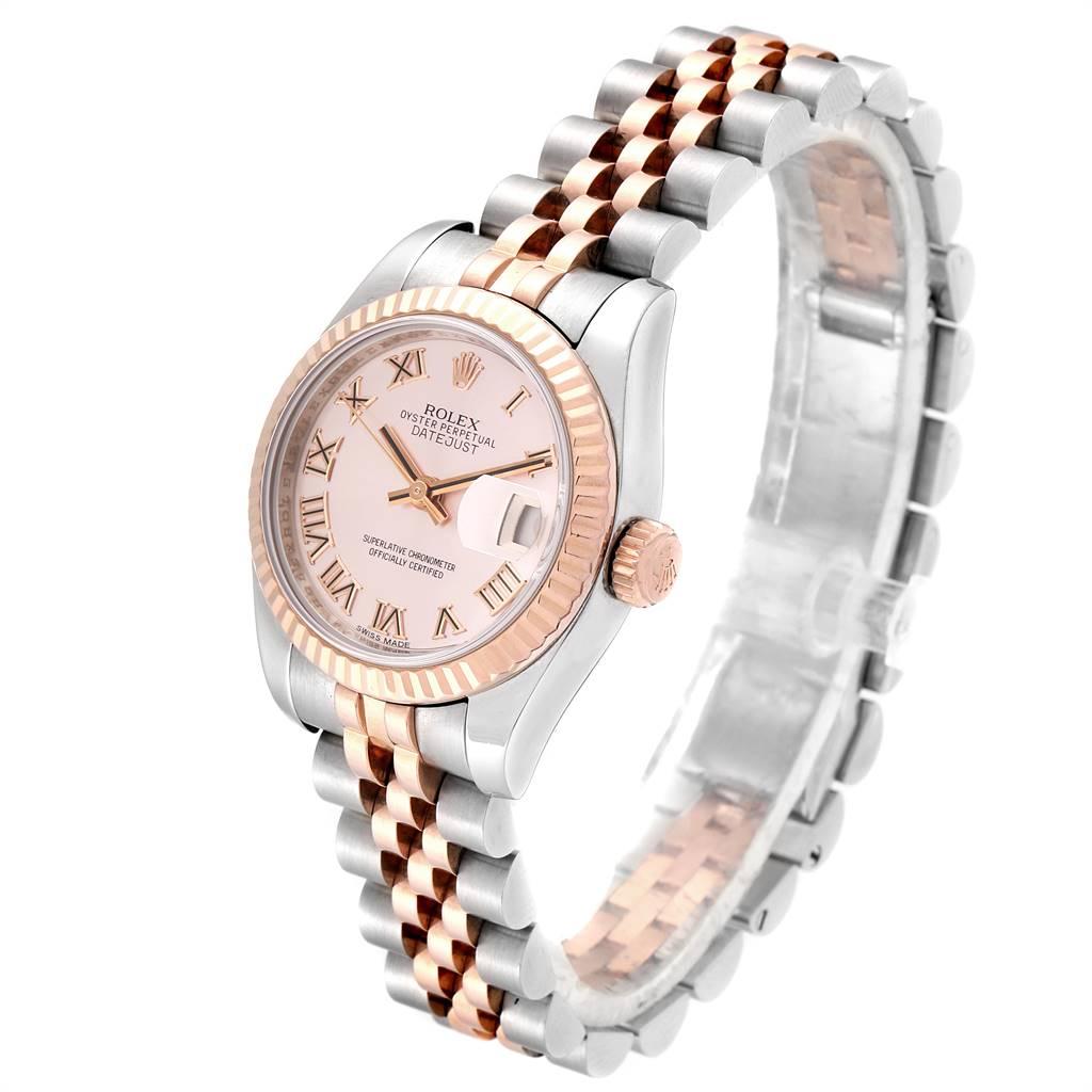 Rolex Datejust Steel Everose Gold Rose Dial Ladies Watch 179171 Box Papers In Excellent Condition For Sale In Atlanta, GA