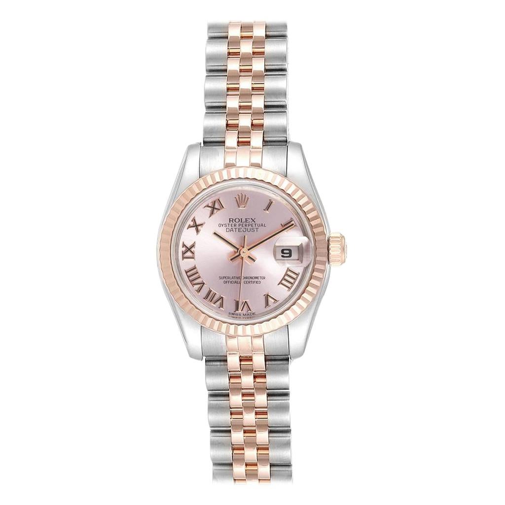 Rolex Datejust Steel Everose Gold Rose Dial Ladies Watch 179171 Box Papers For Sale