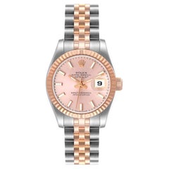 Rolex Datejust Steel Everose Gold Rose Dial Ladies Watch 179171 Box Papers