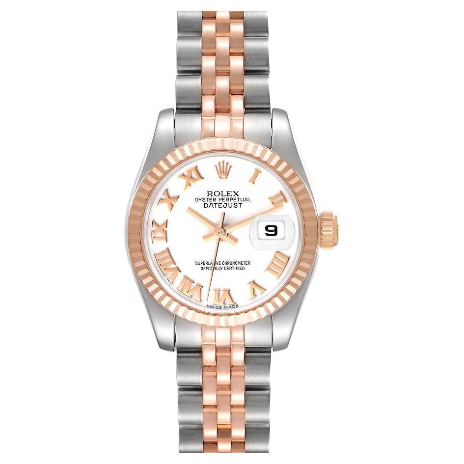 Rolex Datejust Stahl Everose Gold Weißes Zifferblatt Damenuhr 179171 im Angebot