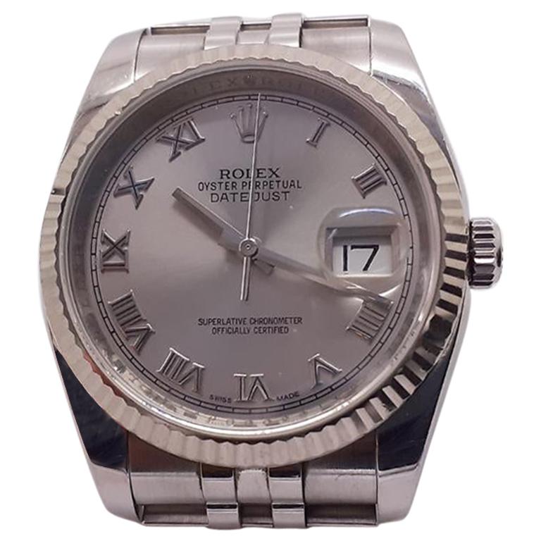 Rolex Datejust Steel Gold Bezel Automatic Silver Watch 116234 G Series 2010 For Sale