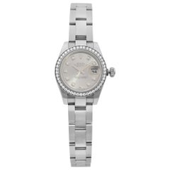 Rolex Datejust Steel Gold Diamond Bezel Silver Dial Ladies Watch 179384