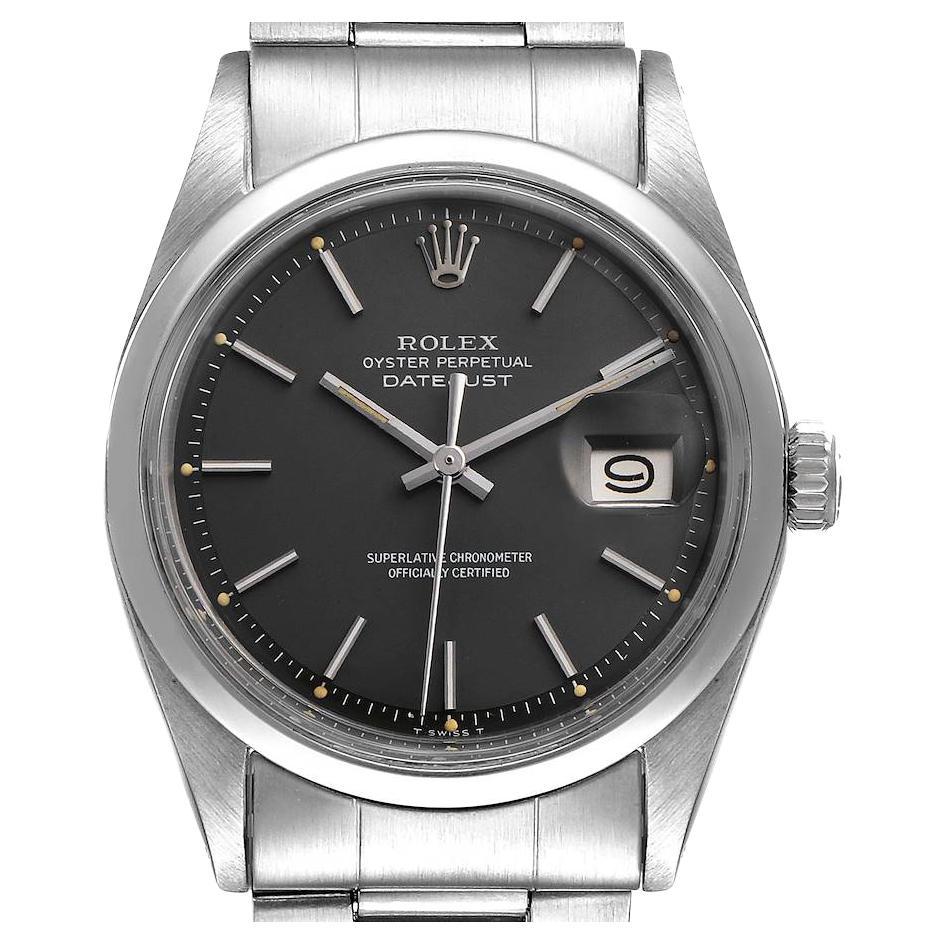 Rolex Datejust Steel Grey Dial Vintage Mens Watch 1600 For Sale