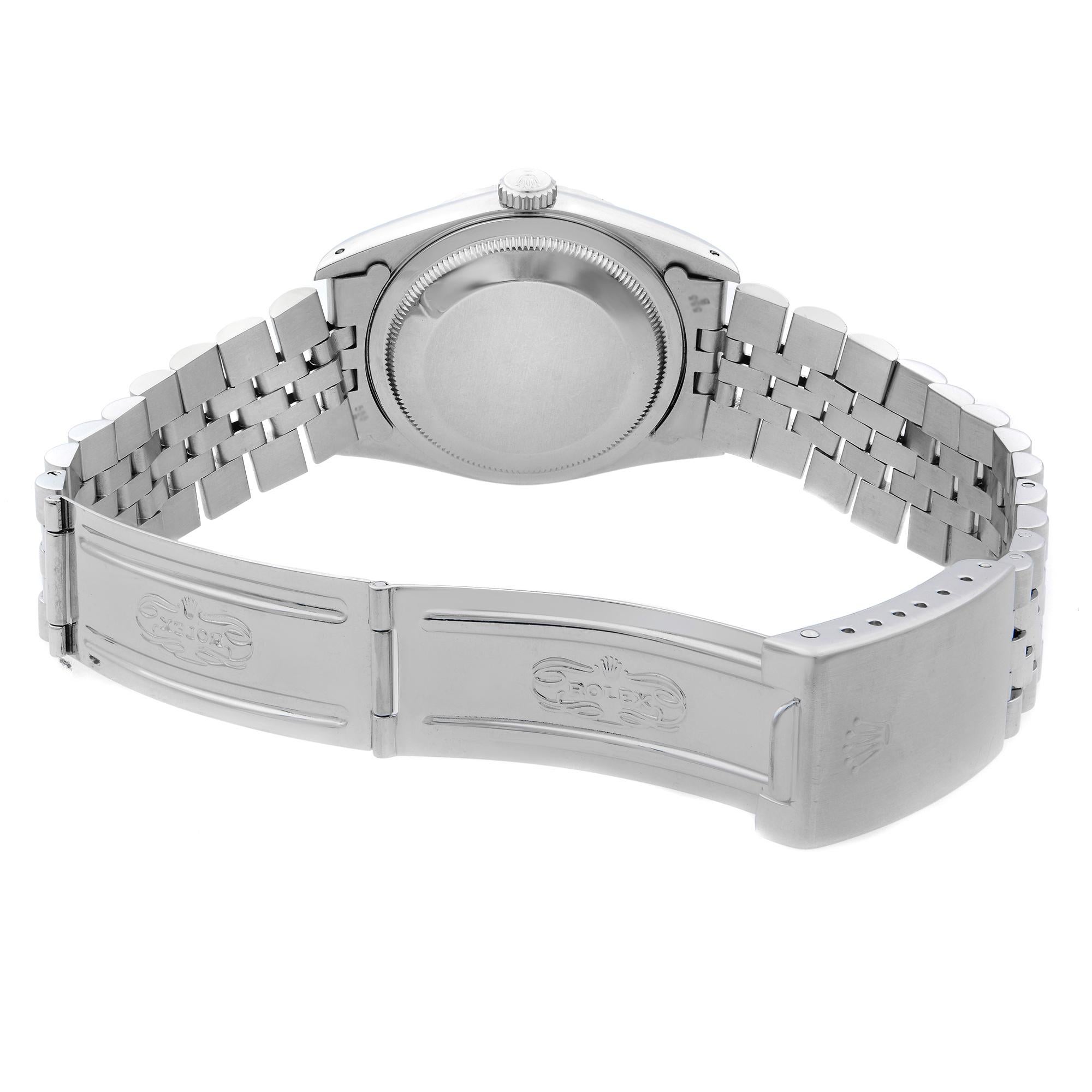 Rolex Datejust Steel Jubilee Bracelet Blue Roman Dial Automatic Mens Watch 16220 1