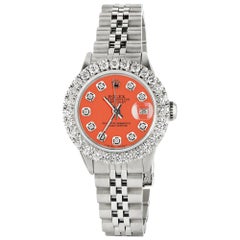 Rolex Datejust Steel Jubilee Watch 2 Carat Diamond Bezel / Orange Diamond Dial