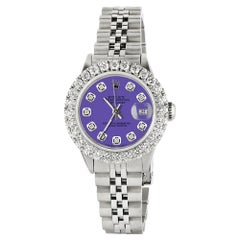 Rolex Datejust Steel Jubilee Watch 2 Carat Diamond Bezel / Pastel Purple Dial