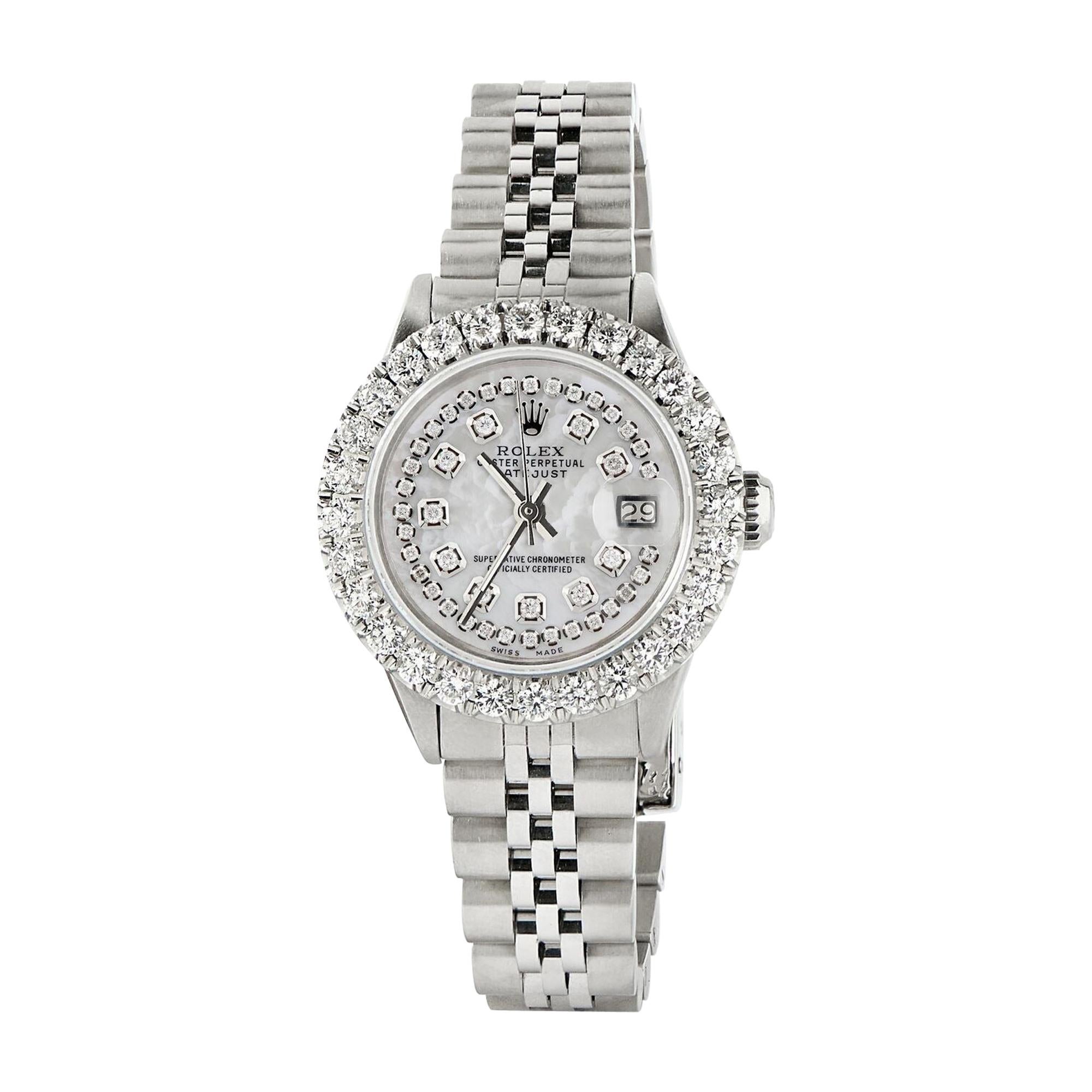 Rolex Datejust Steel Jubilee Watch 2 Carat Diamond Bezel / Royal MOP Dial For Sale