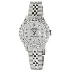Rolex Datejust Steel Jubilee Watch 2 Carat Diamond Bezel / Silver Diamond Dial