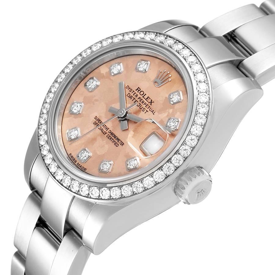 Rolex Datejust Steel Pink Gold Crystal Diamond Ladies Watch 179384 Box Card For Sale 1