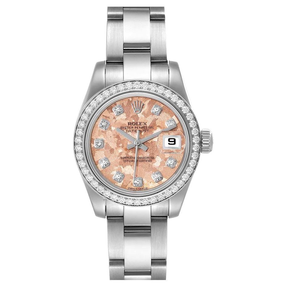 Rolex Datejust Steel Pink Gold Crystal Diamond Ladies Watch 179384 Box Card