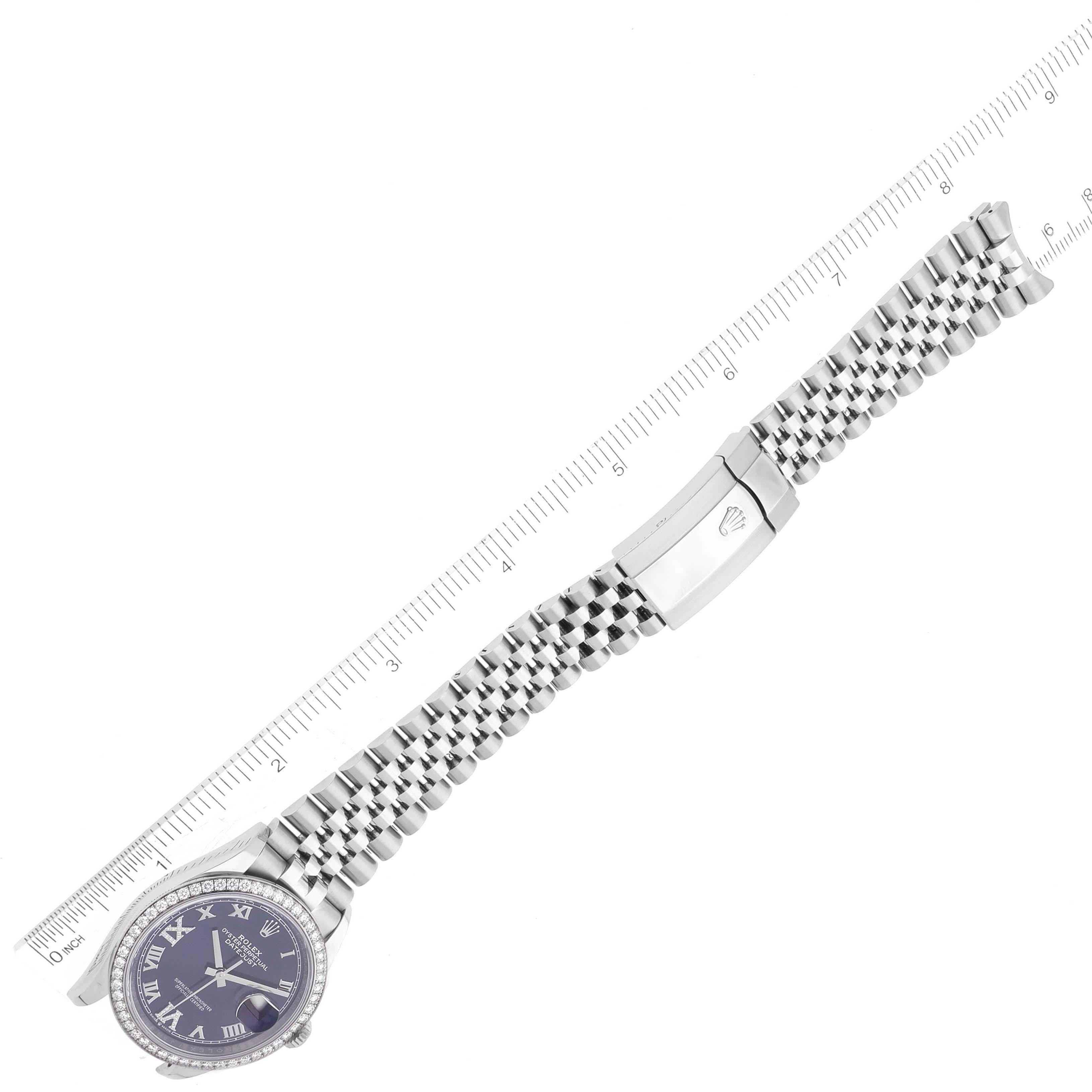 Rolex Datejust Steel Purple Diamond Dial Bezel Mens Watch 126284 For Sale 3