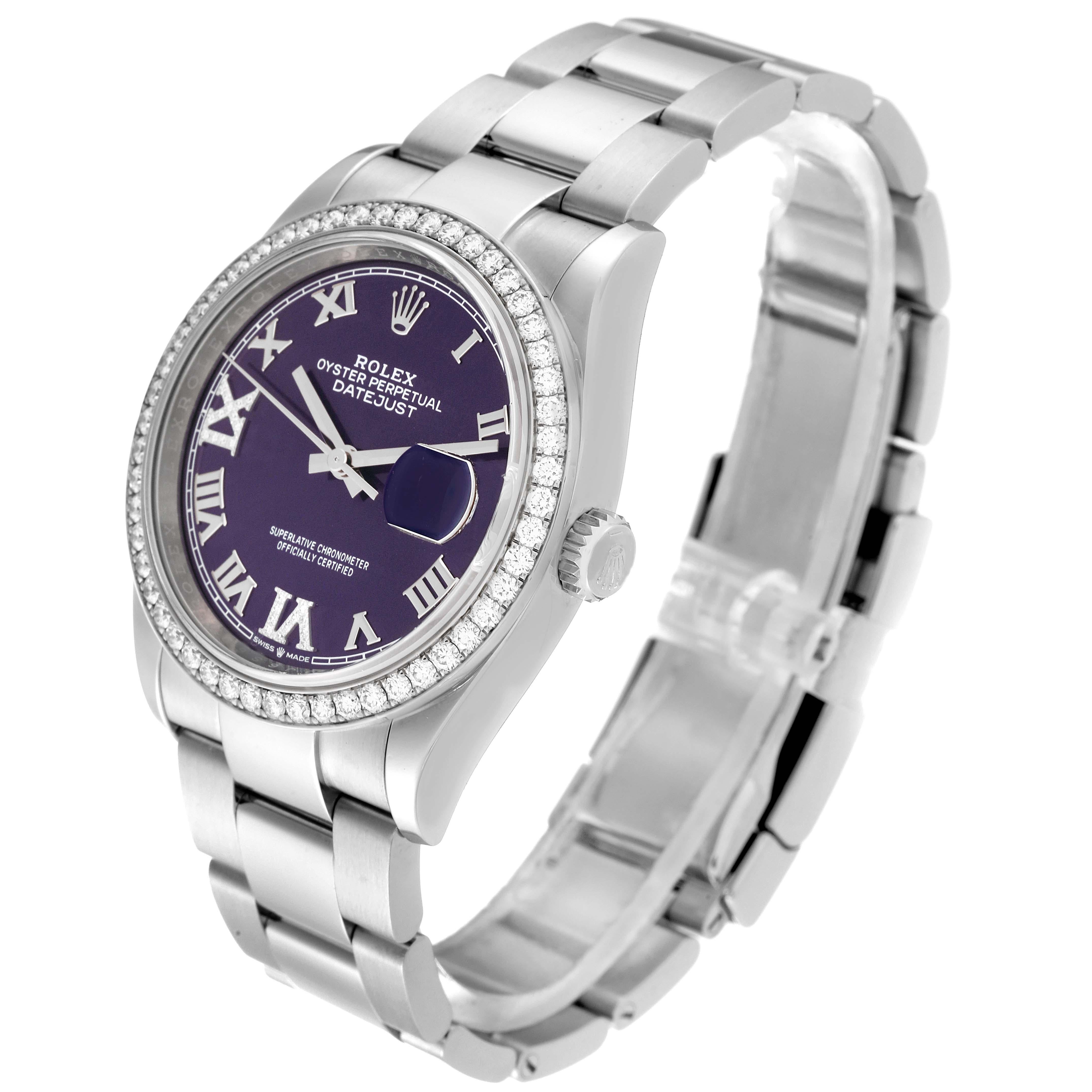 Rolex Datejust Steel Purple Diamond Dial Bezel Mens Watch 126284 For Sale 4