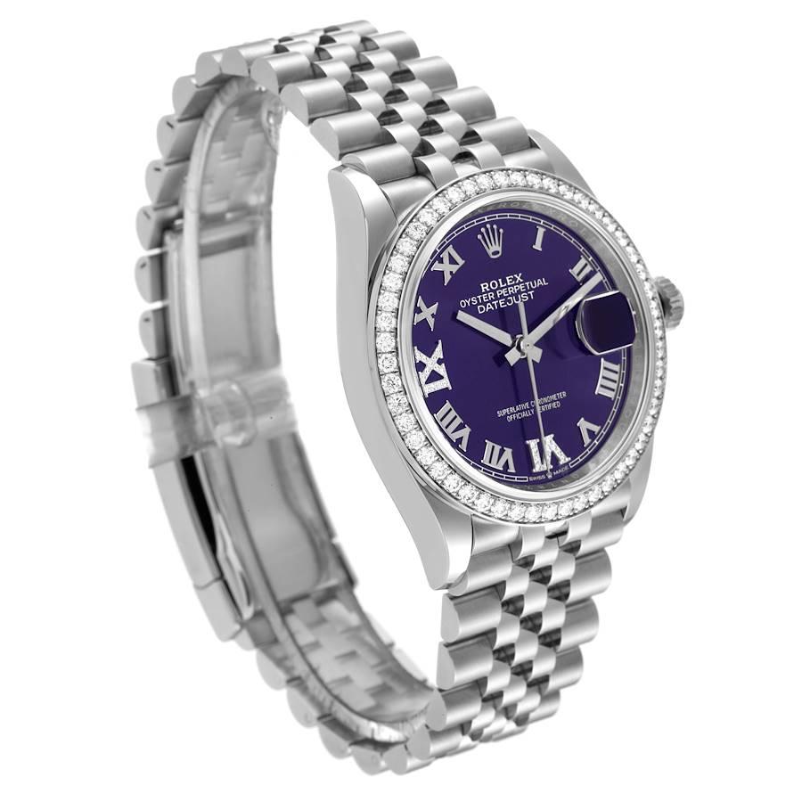 Rolex Datejust Steel Purple Diamond Dial Bezel Mens Watch 126284 Unworn In Excellent Condition In Atlanta, GA