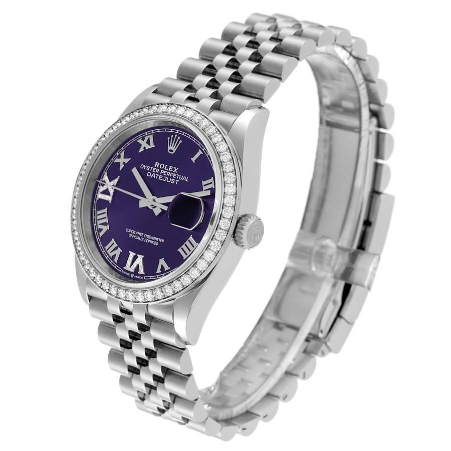 Men's Rolex Datejust Steel Purple Diamond Dial Bezel Mens Watch 126284 Unworn