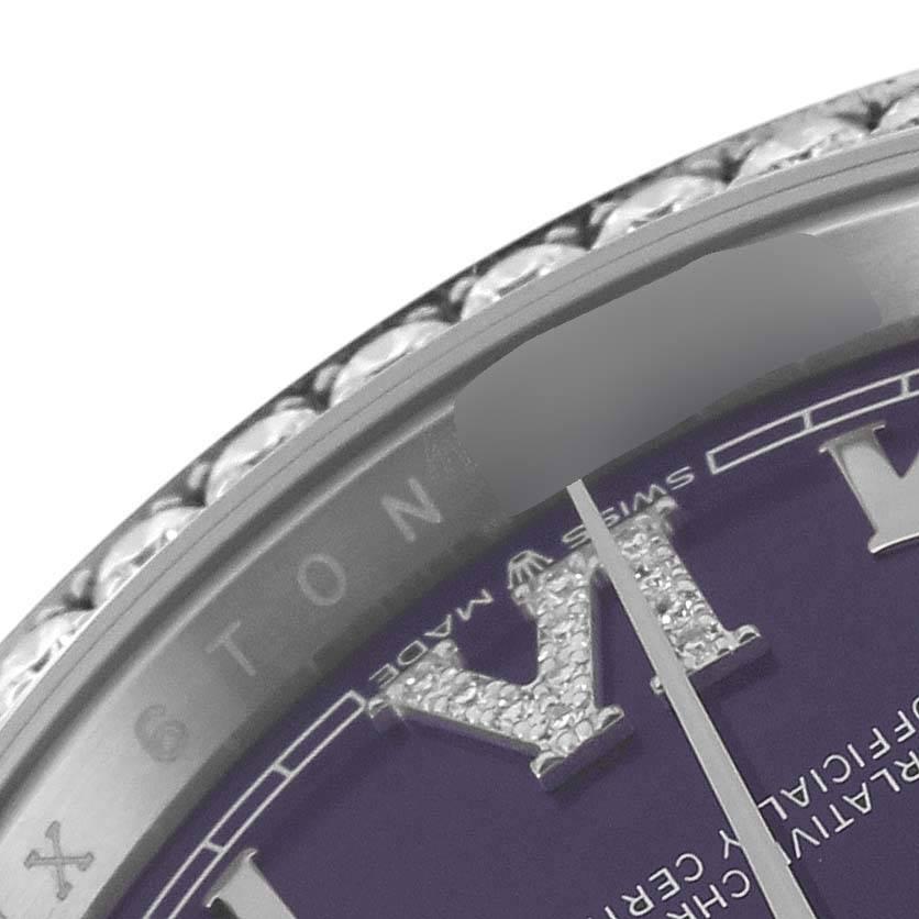 Rolex Datejust Steel Purple Diamond Dial Bezel Mens Watch 126284 Unworn 2