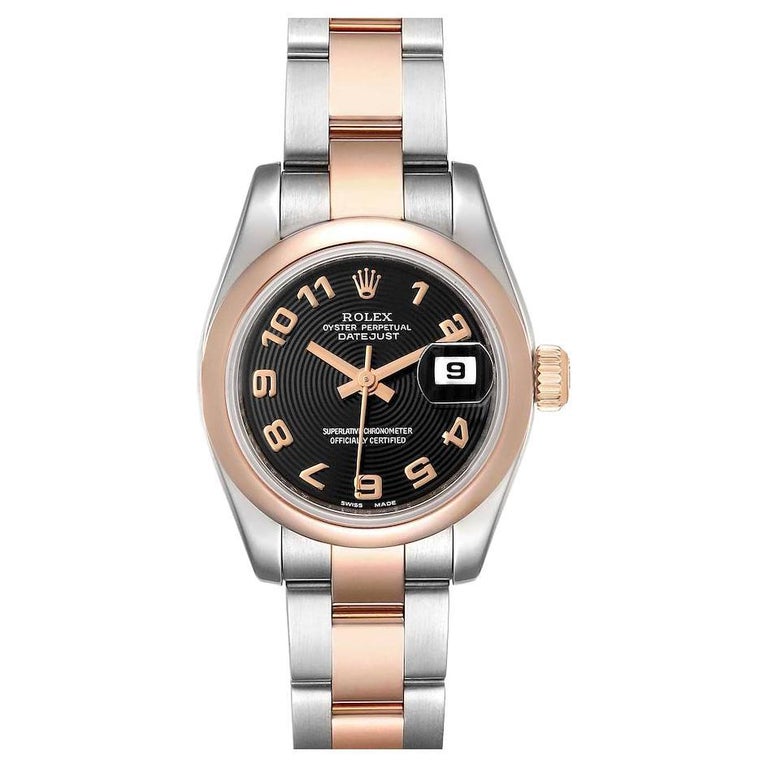 Rolex Datejust Steel Rose Gold Black Concentric Dial Ladies Watch 179161 at  1stDibs | rolex concentric dial, rolex 1808, rolex lady datejust gold