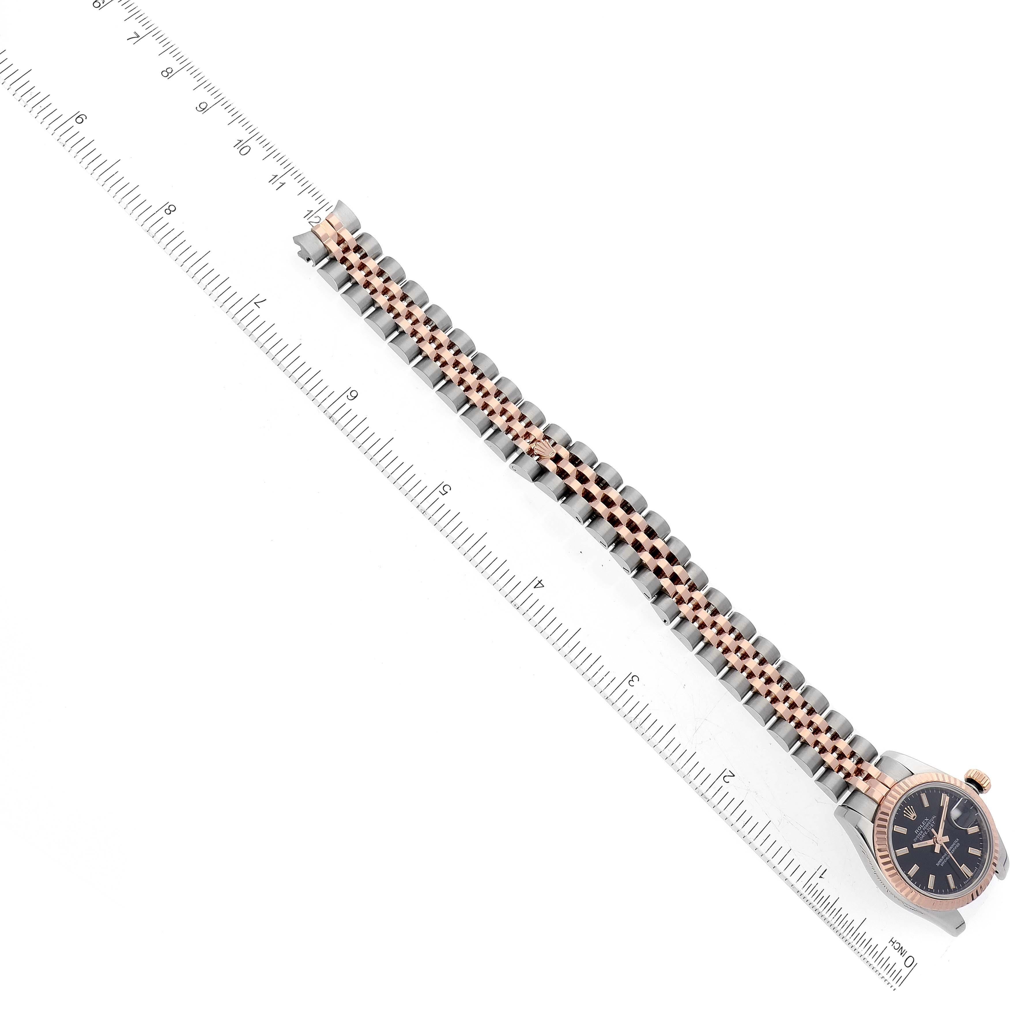 Rolex Datejust Steel Rose Gold Black Dial Ladies Watch 179171 Box Card For Sale 6