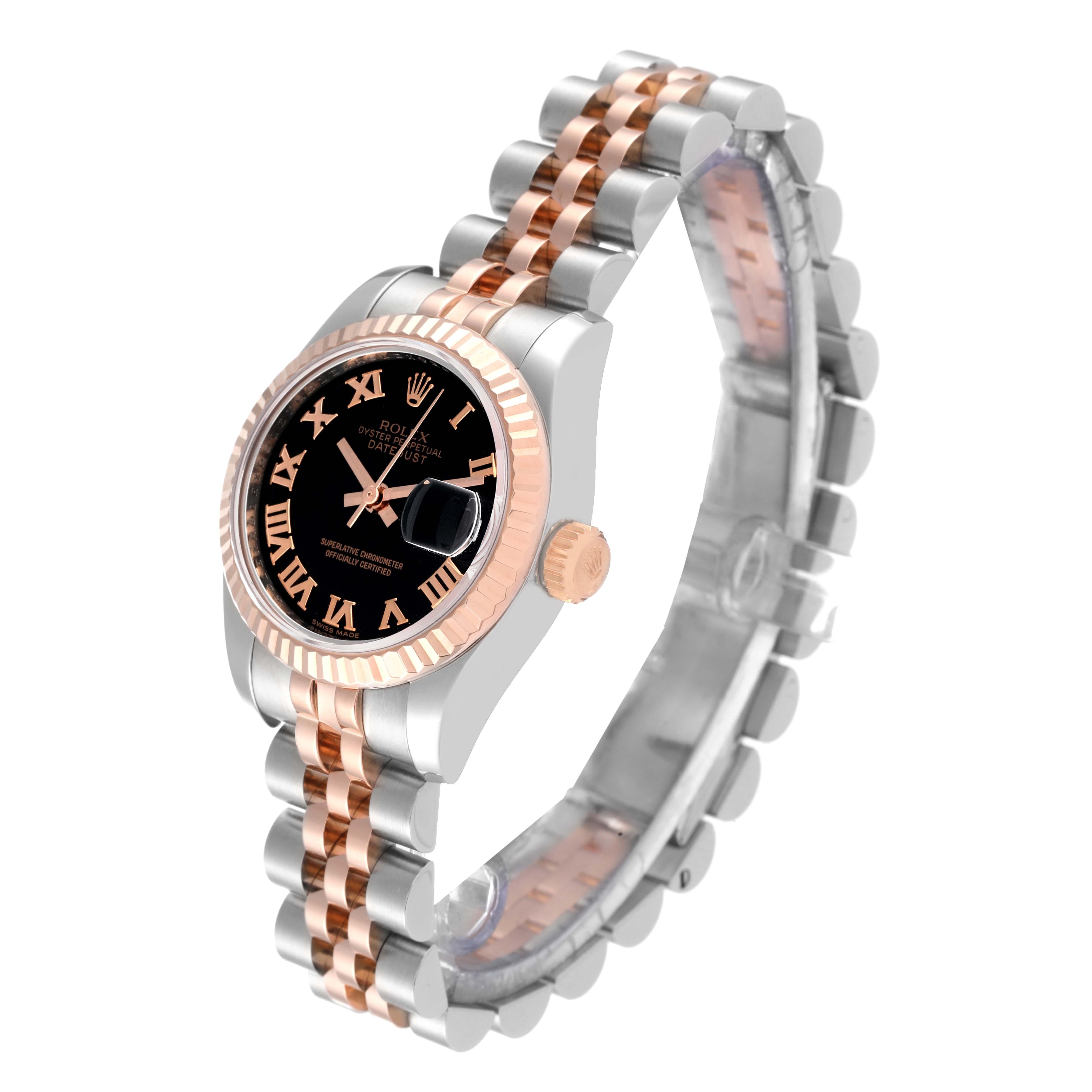 Women's Rolex Datejust Steel Rose Gold Black Dial Ladies Watch 179171 For Sale