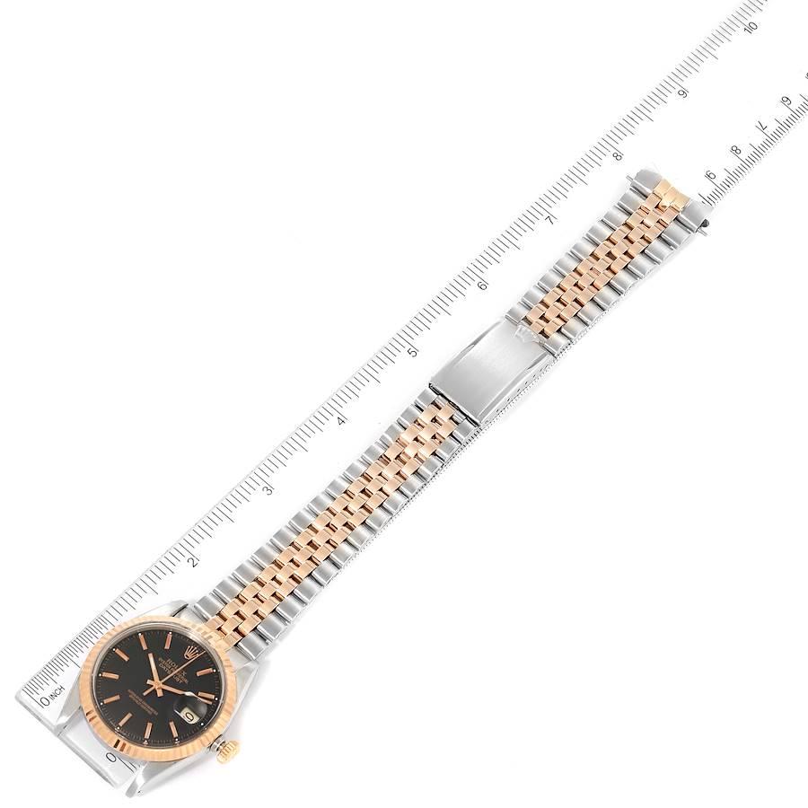 Rolex: Vintage Herrenuhr Datejust Stahl Roségold schwarzes Zifferblatt 1601 im Angebot 7