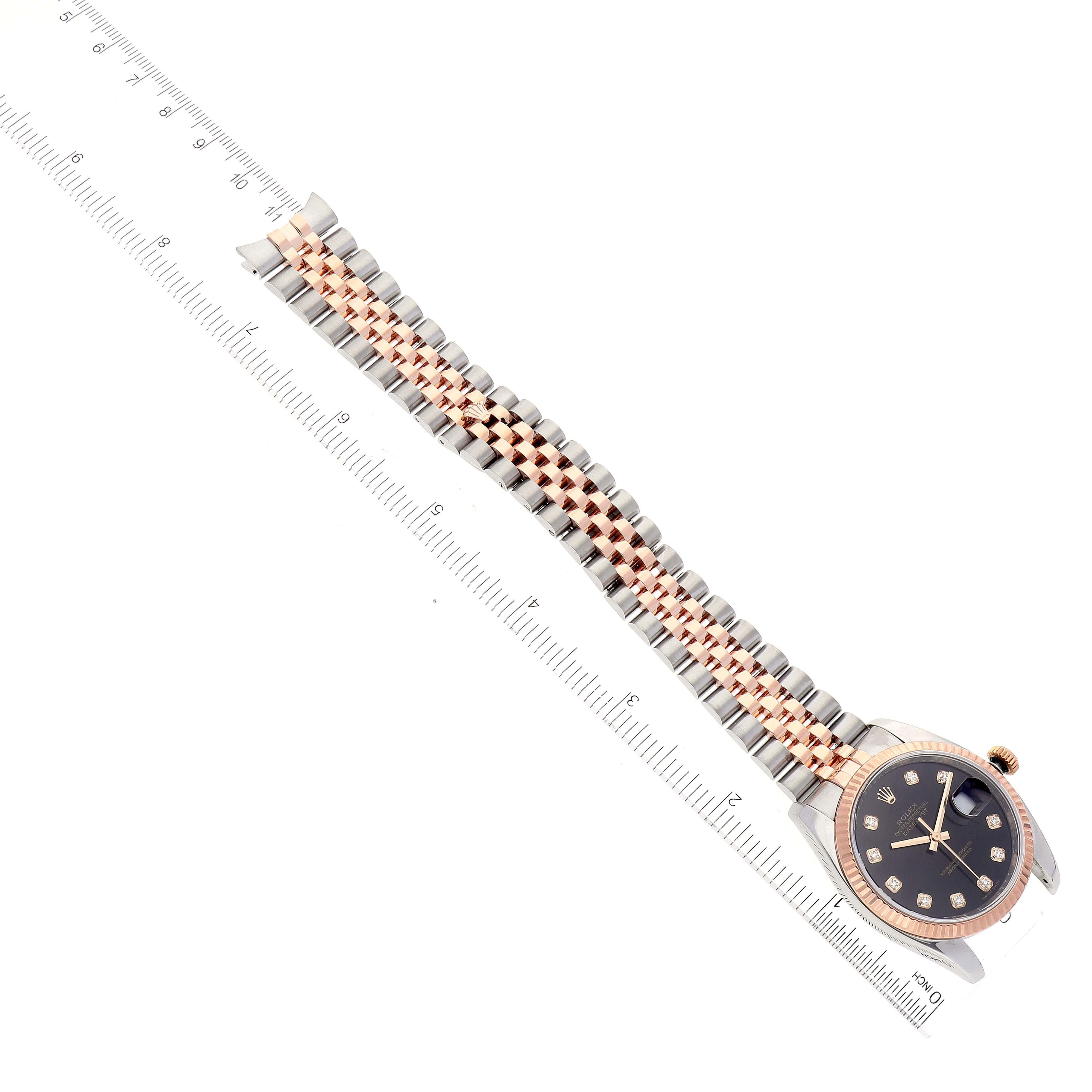 Rolex Datejust Steel Rose Gold Black Diamond Dial Mens Watch 116231 6