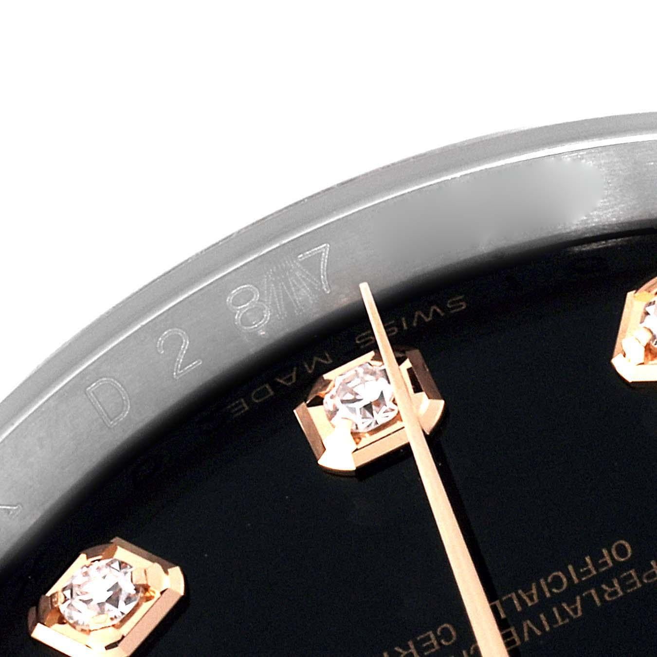 Rolex Datejust Steel Rose Gold Black Diamond Dial Mens Watch 116231 2