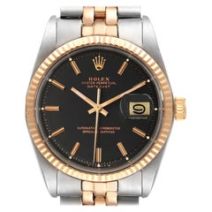 Rolex Datejust Stahl Roségold Schwarz Pie Pan Zifferblatt Vintage Herrenuhr 1601