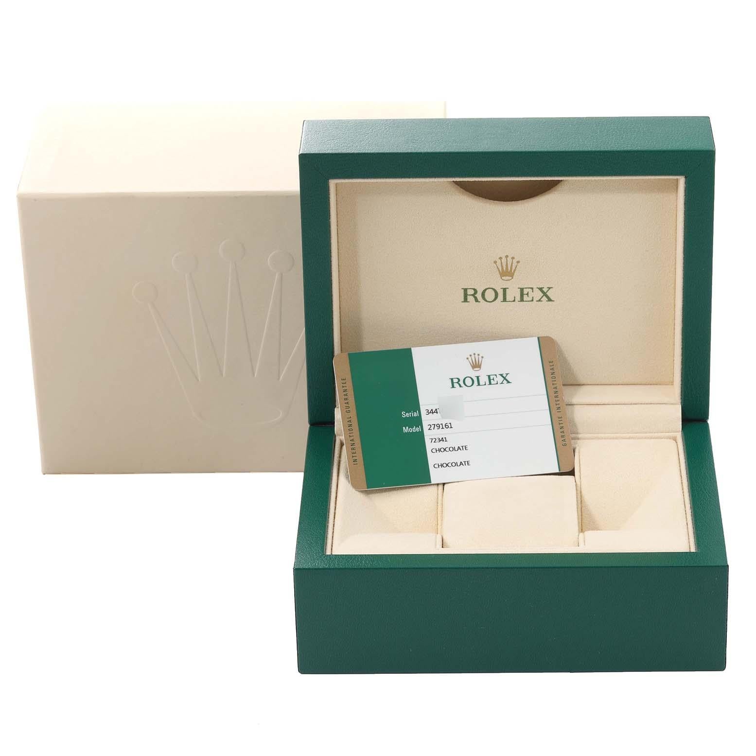 Rolex Datejust Steel Rose Gold Brown Dial Ladies Watch 279161 Box Card For Sale 7