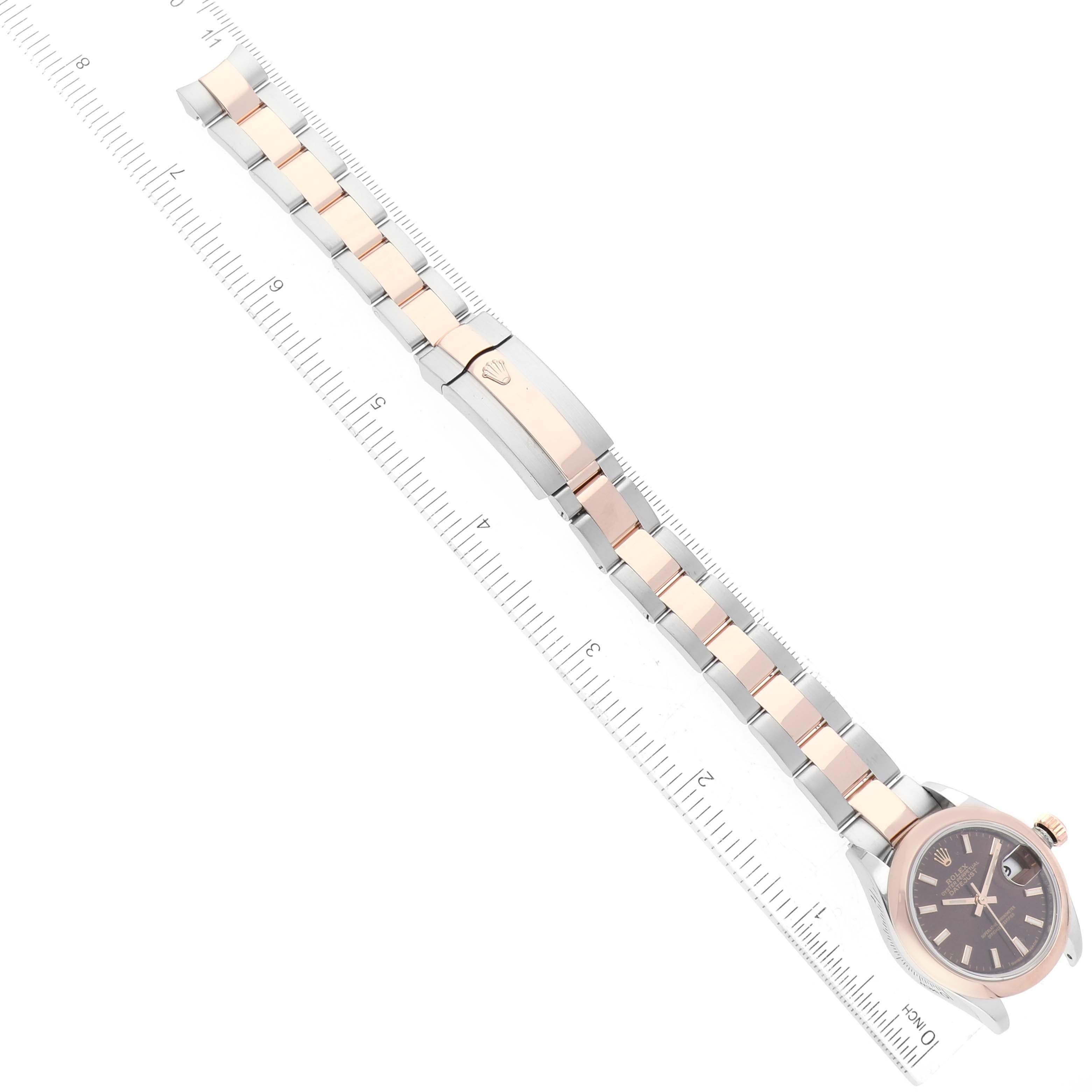 Rolex Datejust Steel Rose Gold Brown Dial Ladies Watch 279161 Box Card For Sale 8