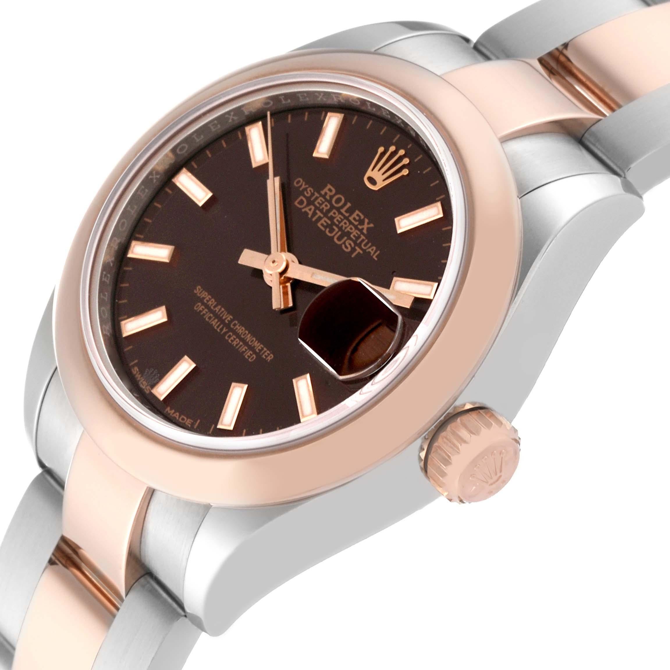Women's Rolex Datejust Steel Rose Gold Brown Dial Ladies Watch 279161 Box Card For Sale