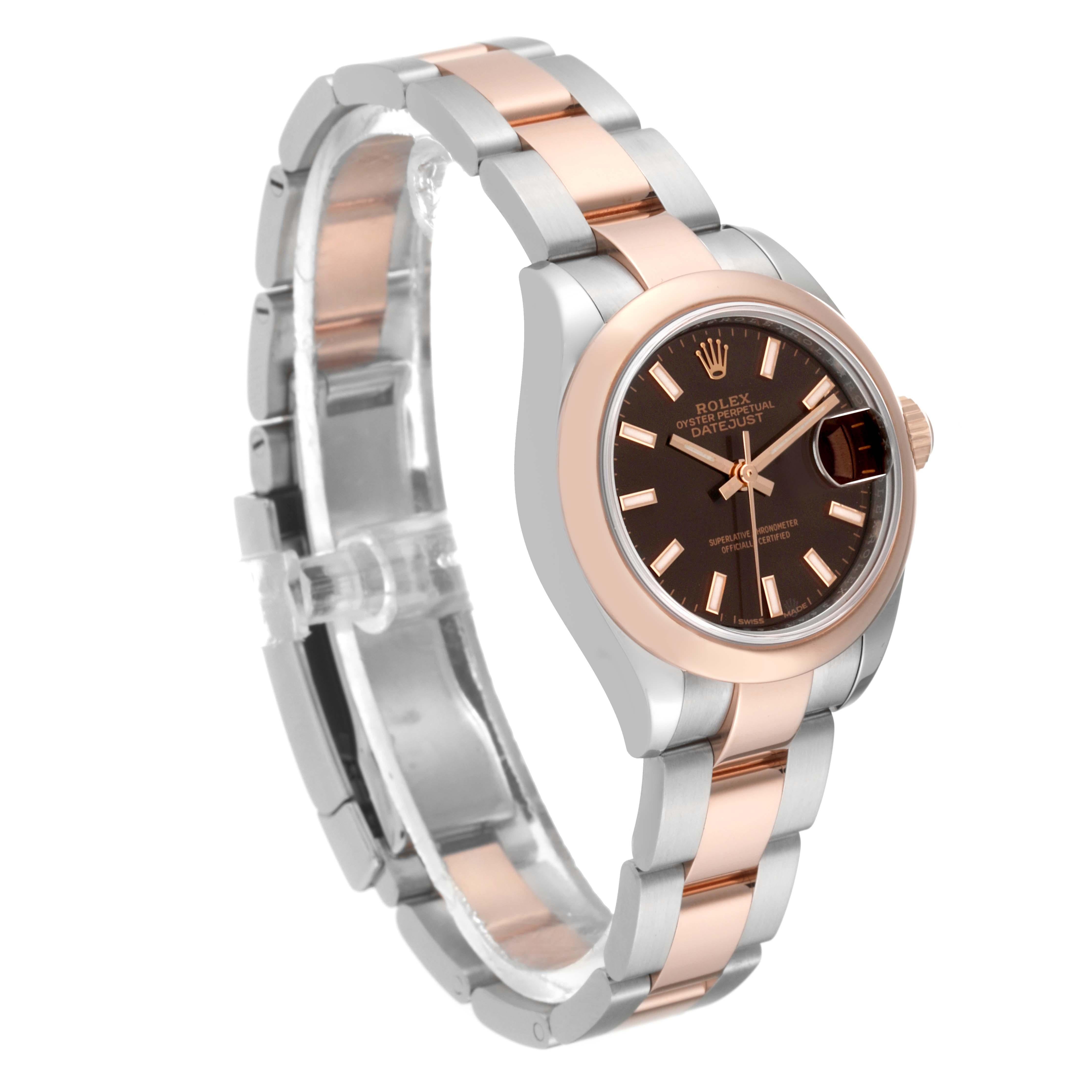 Rolex Datejust Steel Rose Gold Brown Dial Ladies Watch 279161 Box Card For Sale 5