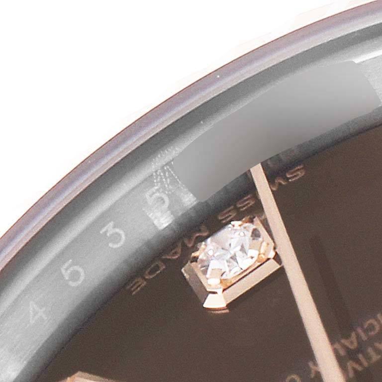 Women's Rolex Datejust Steel Rose Gold Chocolate Diamond Dial Watch 279171 Unworn
