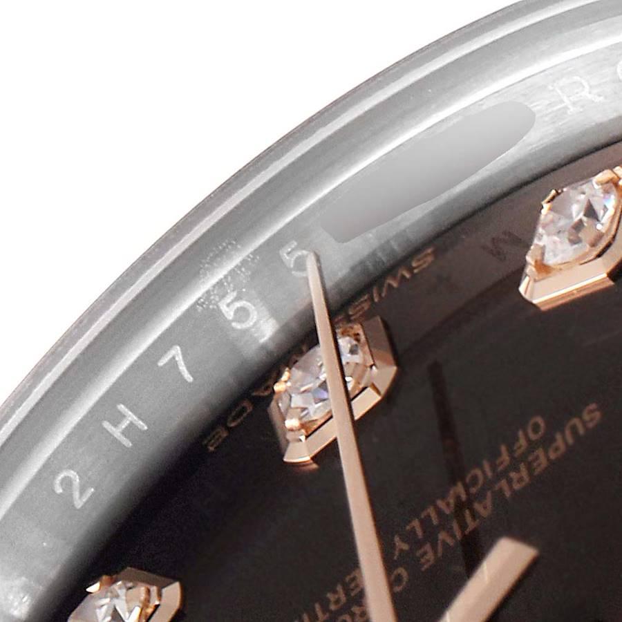 Women's Rolex Datejust Steel Rose Gold Chocolate Diamond Watch 279171 Box Card For Sale