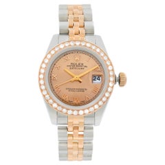 Rolex Datejust Stahl Rose Gold benutzerdefinierte 1 Cttw Diamond Bronze Zifferblatt Uhr 179171