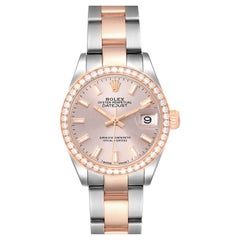 Rolex Datejust Steel Rose Gold Diamond Bezel Rose Dial Ladies Watch 279381