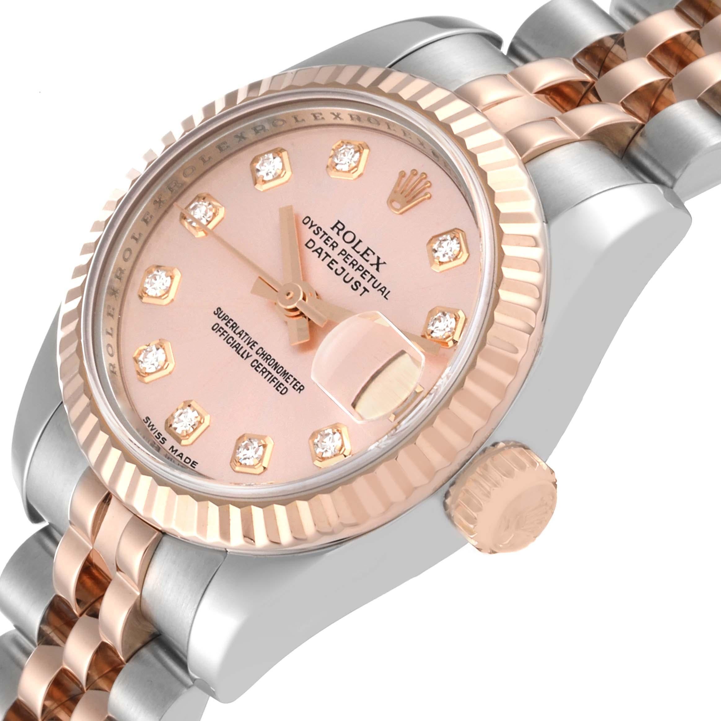 Women's Rolex Datejust Steel Rose Gold Diamond Dial Ladies Watch 179171